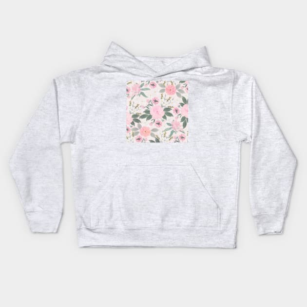 Elegant Pink Floral Watercolor Painting Kids Hoodie by NdesignTrend